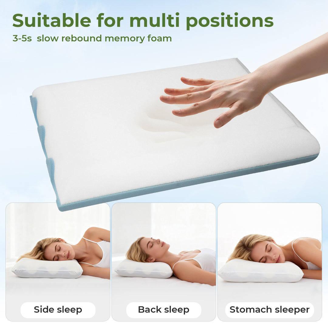 Memory Foam Pillow Double Sided Soft Pillowcase Neck Shoulder Support