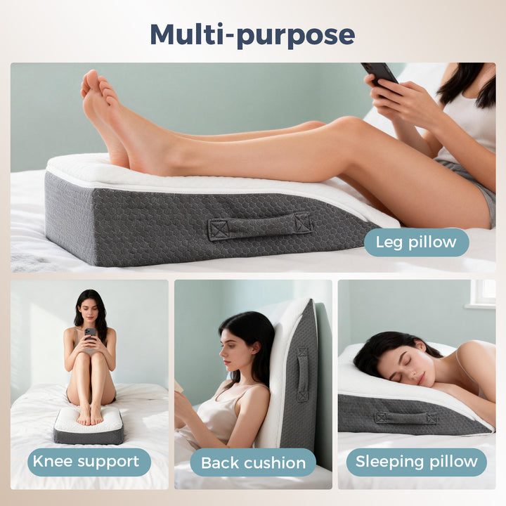 Memory Foam Leg Elevation Pillow Bed Wedge Improve Circulation Support