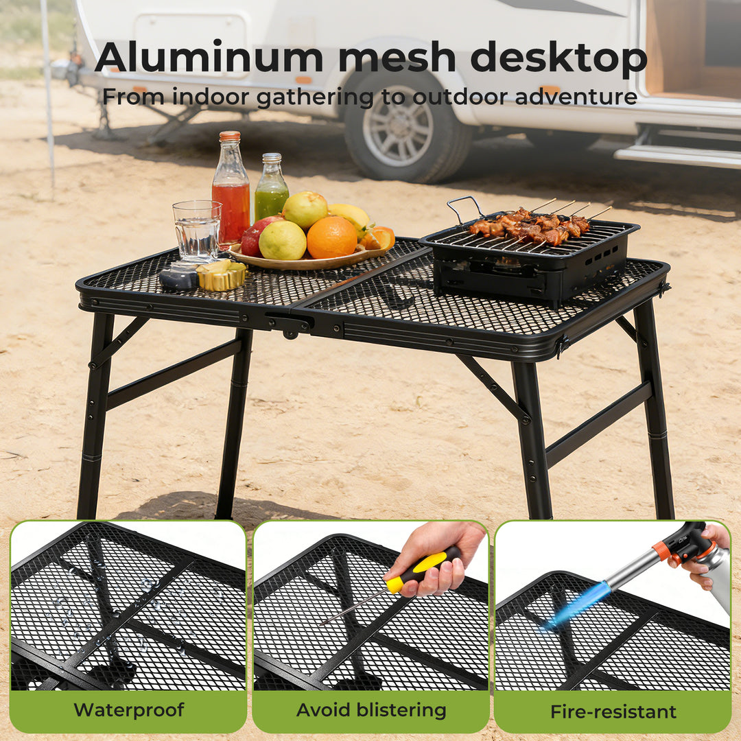 Camping Table Mesh Desktop Lightweight Portable Folding Grill Desk