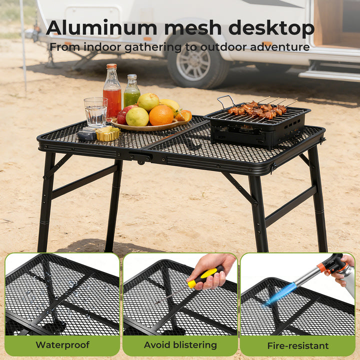 Camping Table Mesh Desktop Lightweight Portable Folding Grill Desk