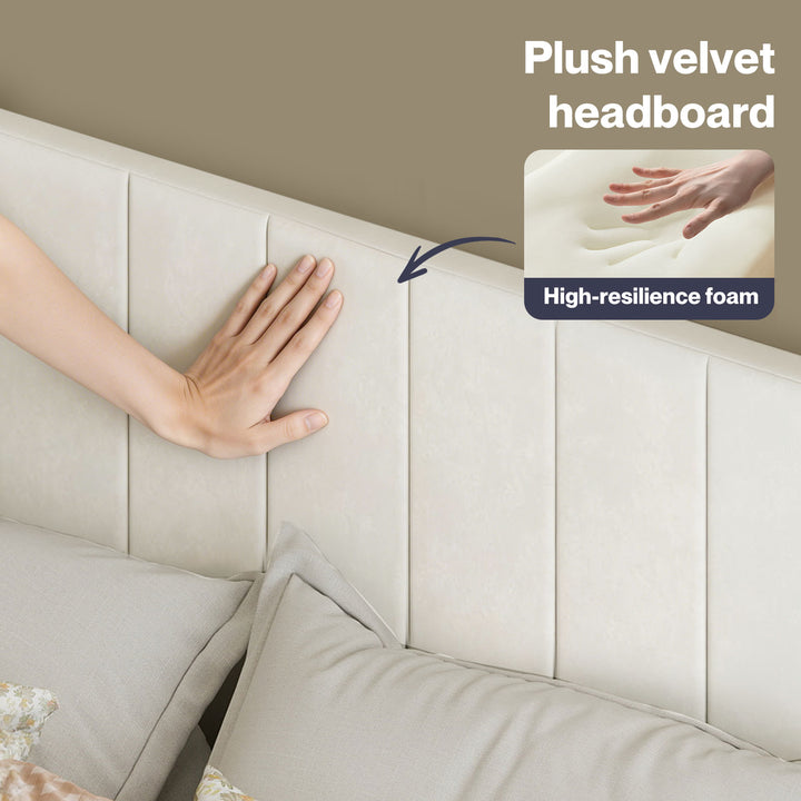 Double Bed Frame Upholstered Adjustable Headboard Platform Mattress Base