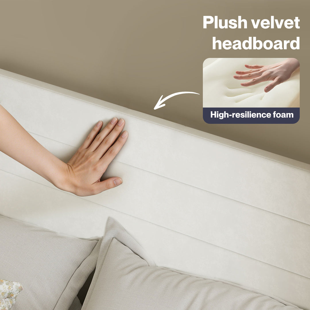 Bed Frame Upholstered Adjustable Headboard Mattress Base