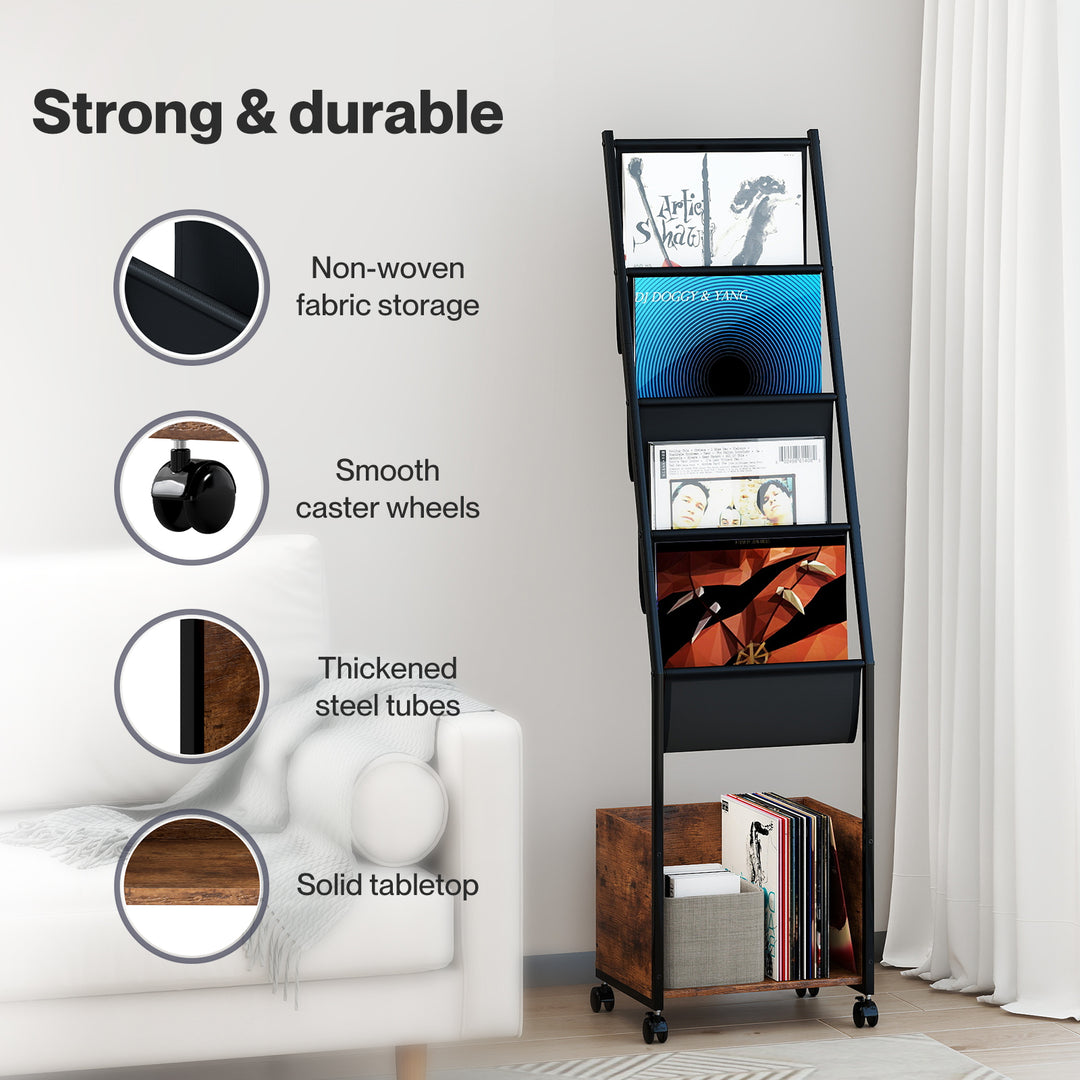 4-Tier Record Player Stand Storage Rack Holder Up to 100 Albums Magazine