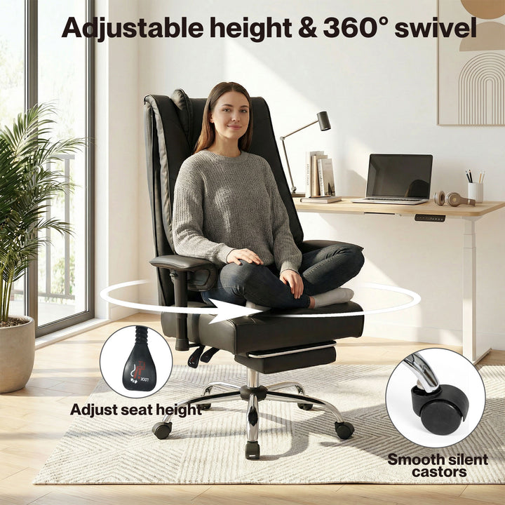Heavy Duty Office Chair Tall PU Leather High Back Computer Work Seat