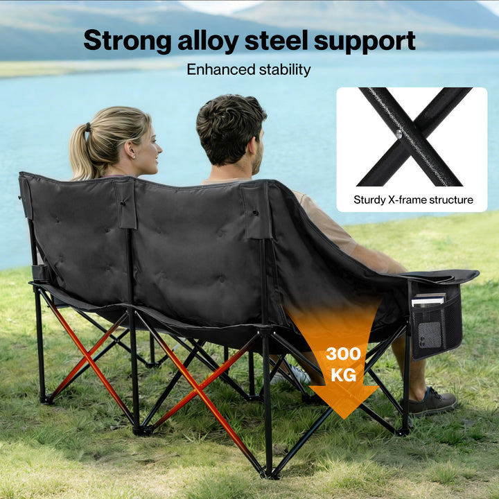 Double Camping Chair Folding Outdoor Portable Fishing Picnic Travel Seat