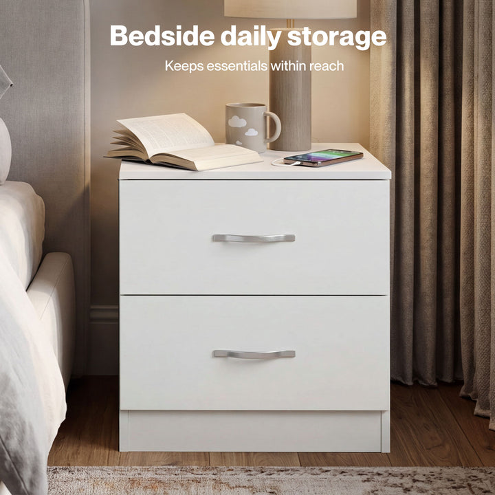 Bedside Table Side Table 2 Drawers Storage Nightstand Bedroom Cabinet
