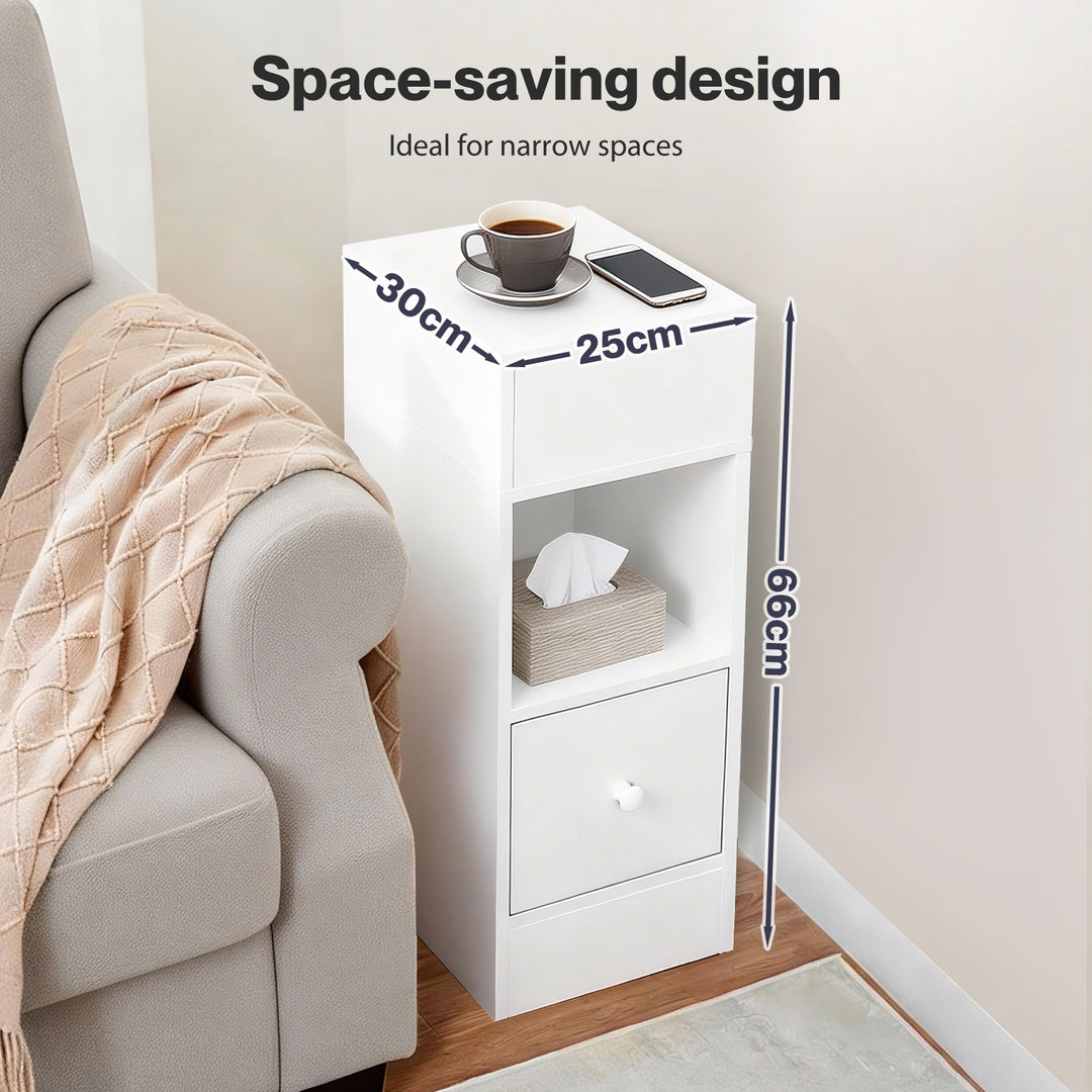 Slim Bedside Table Nightstand Side End Table Storage Bedroom Cabinet
