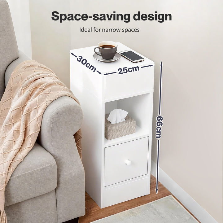 Slim Bedside Table Nightstand Side End Table Storage Bedroom Cabinet
