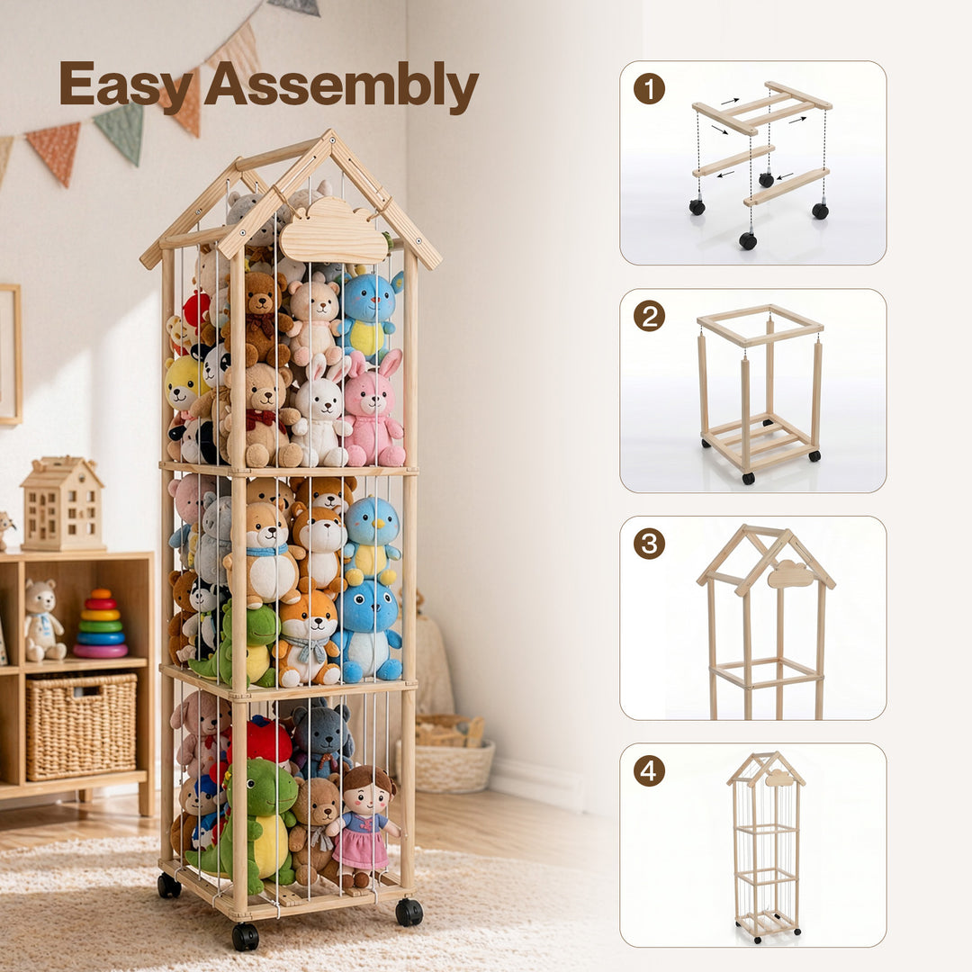 Kids Toys Storage Tube Box Plush Doll Display Organiser 150cm x 40cm