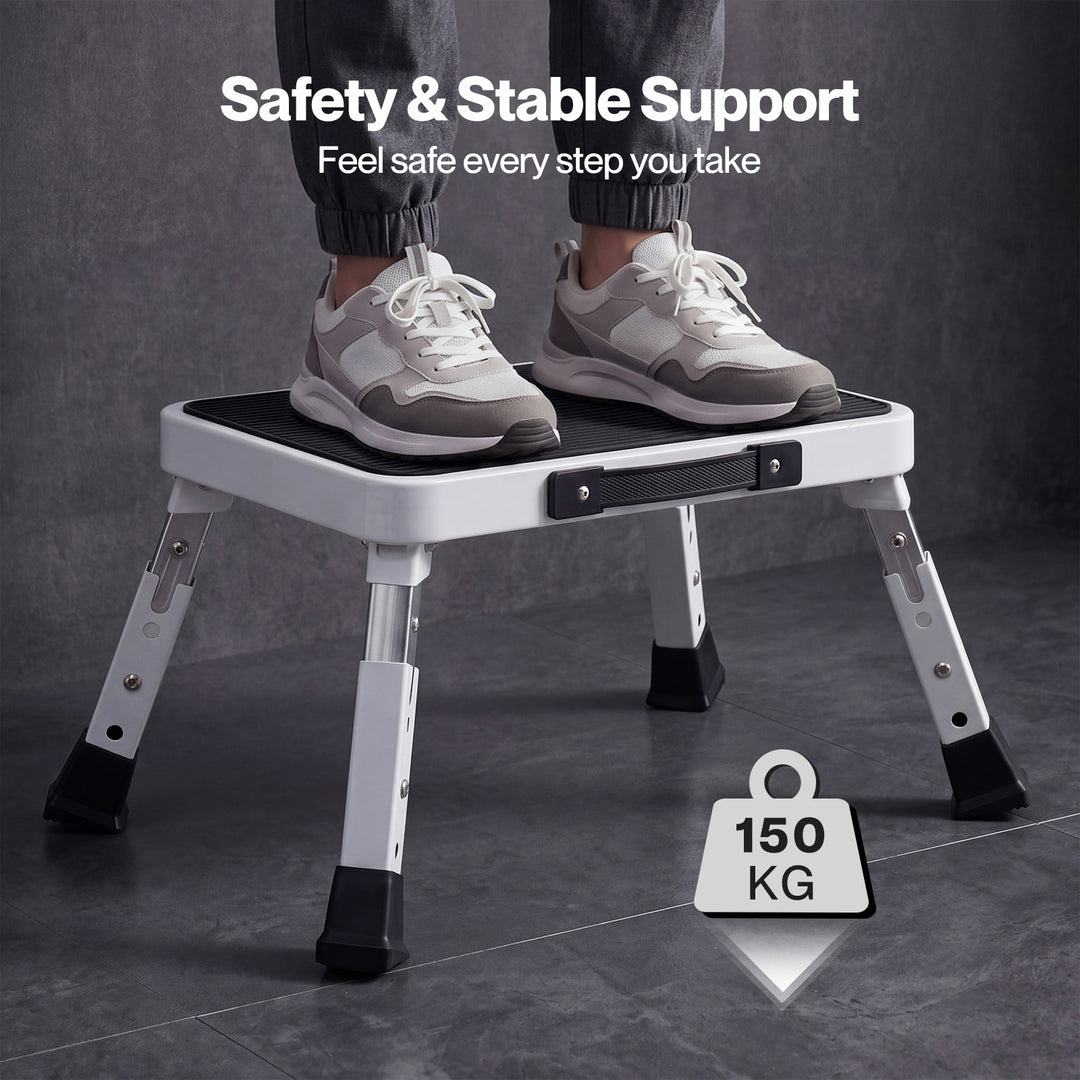 Folding Aluminium Step Stool 150kg 3 Height Adjustable Portable Multi-Use