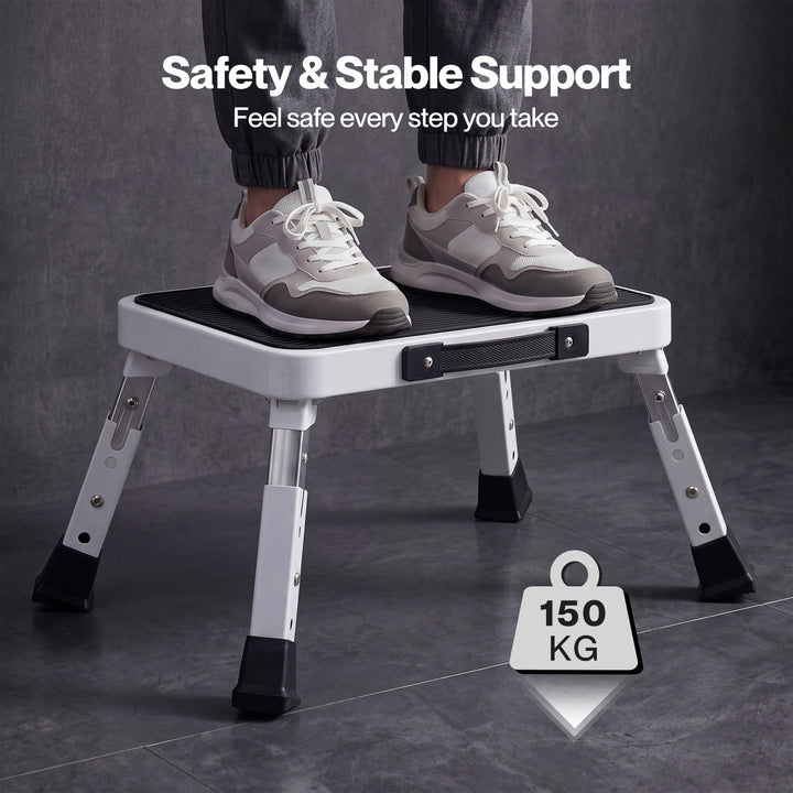 Folding Aluminium Step Stool 150kg 3 Height Adjustable Portable Multi-Use