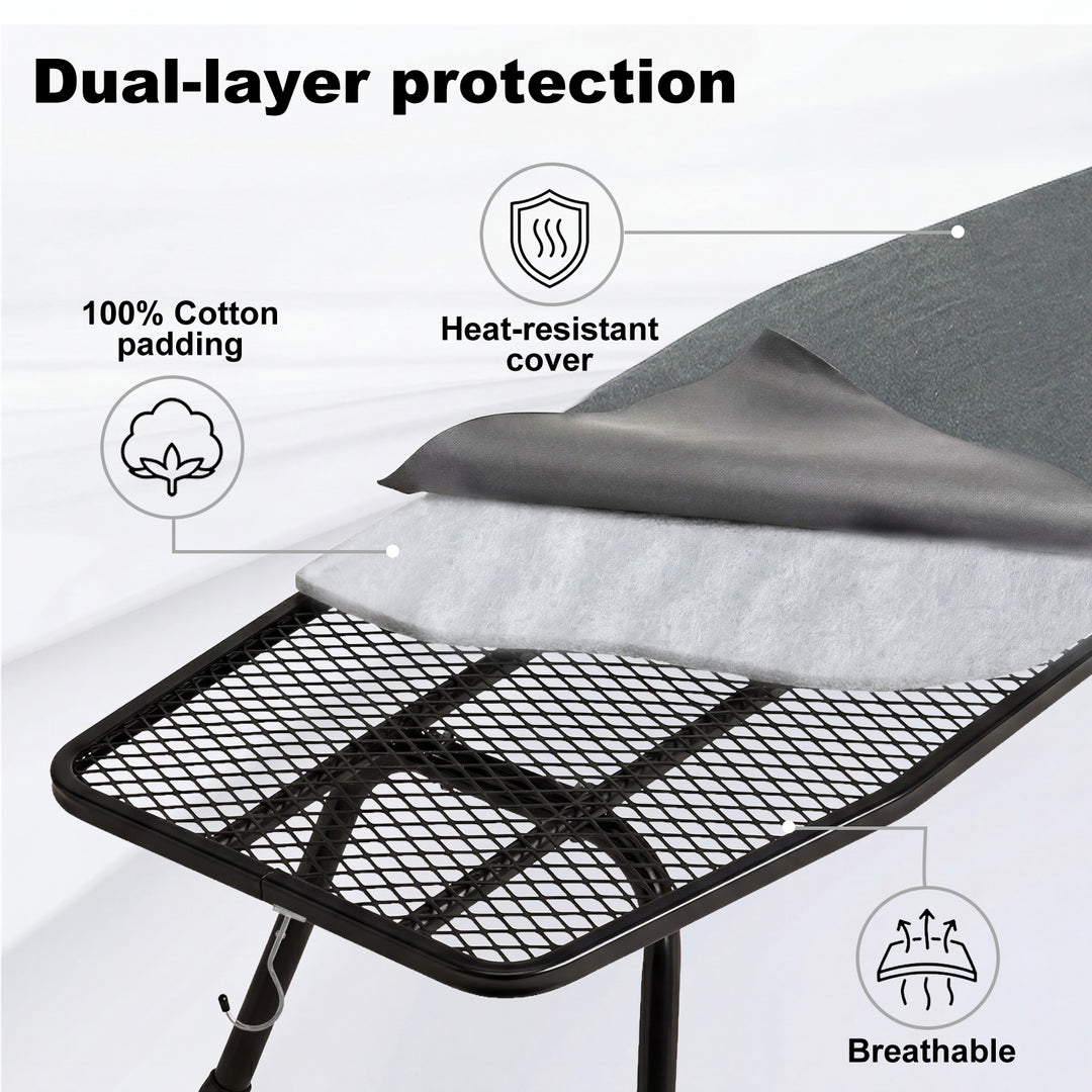 Metal Table Ironing Board Folding Heat Resistant Cover 100% Cotton Pad