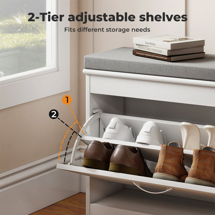 60cm Shoe Rack Storage Cabinet Bench Cosy Padded Seat Organiser Cupboard