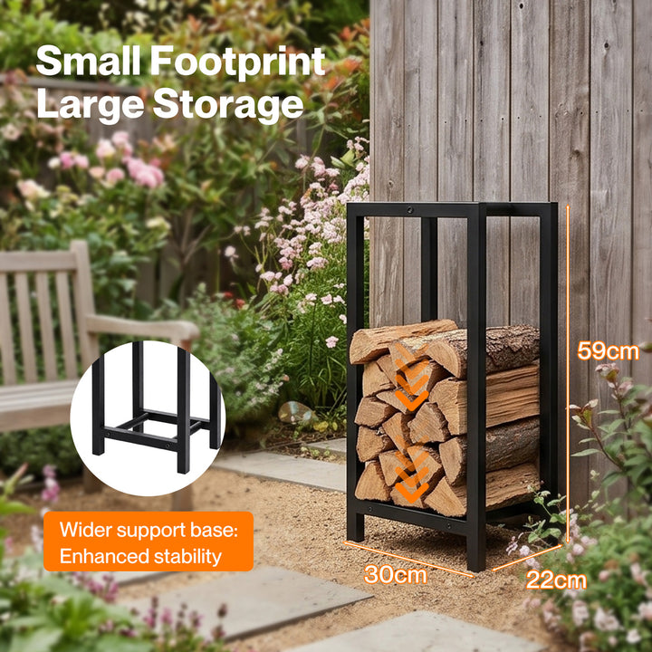 Firewood Rack Metal Outdoor Storage Log Holder Fireplace 30 x 22 x 59cm