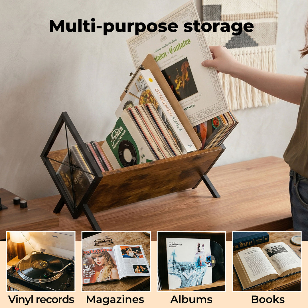 Vinyl Record Storage Rack Display Shelf LP Album Books Holder Adjustable