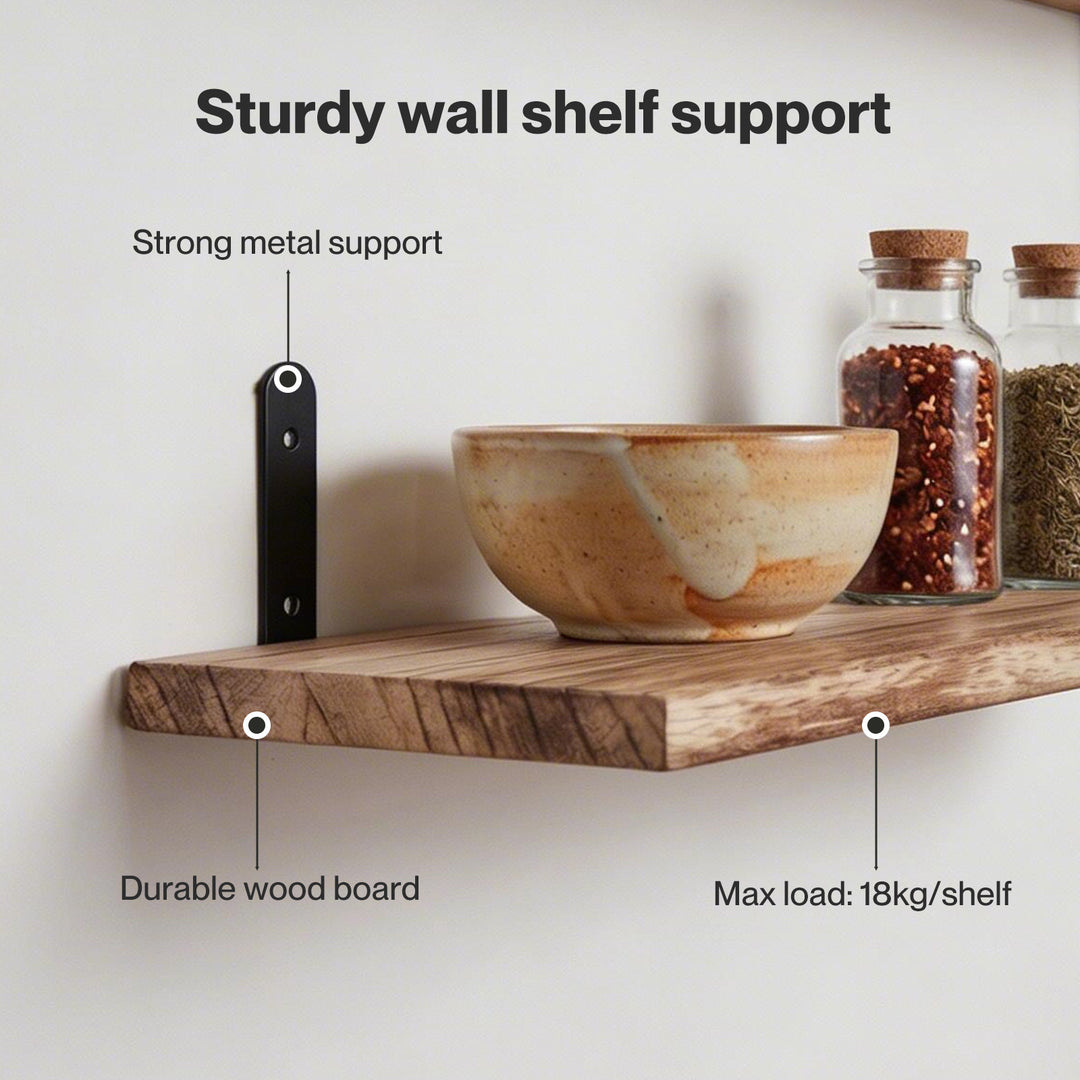 Floating Wall Shelves 5Pcs Wood Wall Mounted Rustic Display Rack Bedroom