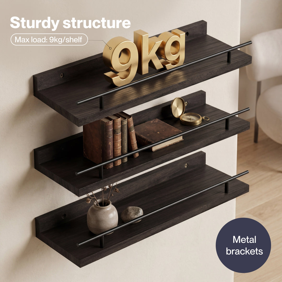 Floating Wall Shelves  3 Pcs Wall Mounted Storage Display Rack Bedroom