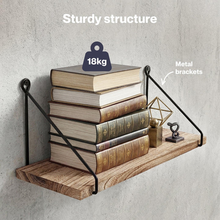 Floating Wall Mounted Shelves Rustic 2Pcs Storage Display Bedroom Kitchen