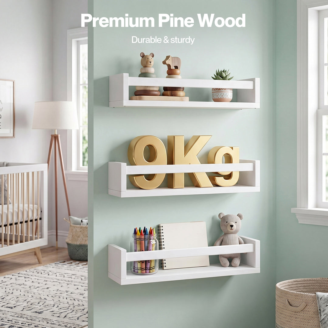 Book Shelves Floating Kids Nursery 3 Pcs  Display Wall Shelves Bedroom