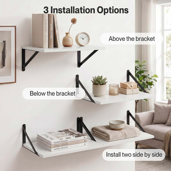 Floating Wall Shelves 2Pcs Deep Wall Mounted Display Book Shelf Bedroom