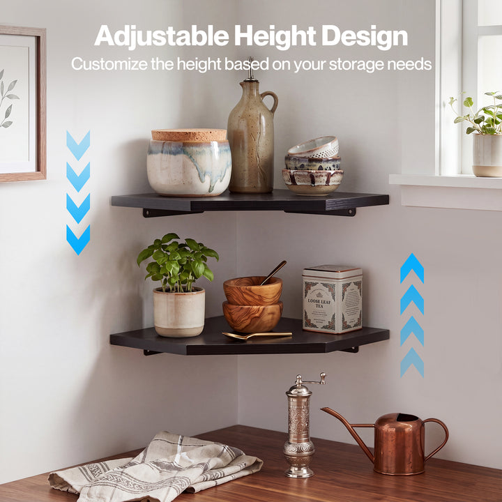 Corner Shelves 2 Pcs Wall Mounted Storage Display Rack Adjustable Bedroom