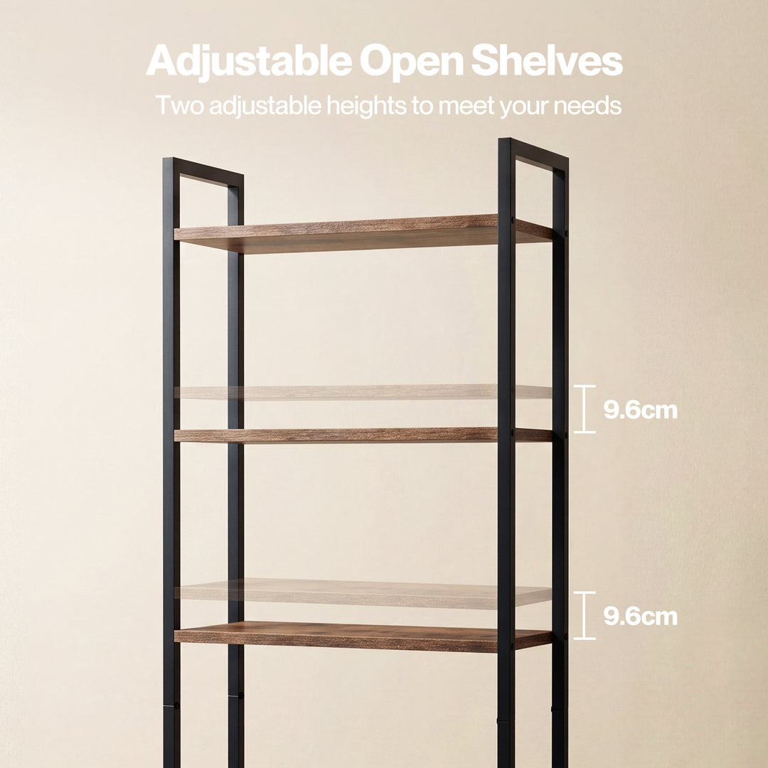 6 Tier Bookshelf Storage Cabinet Bookcase Display Adjustable Shelves Door
