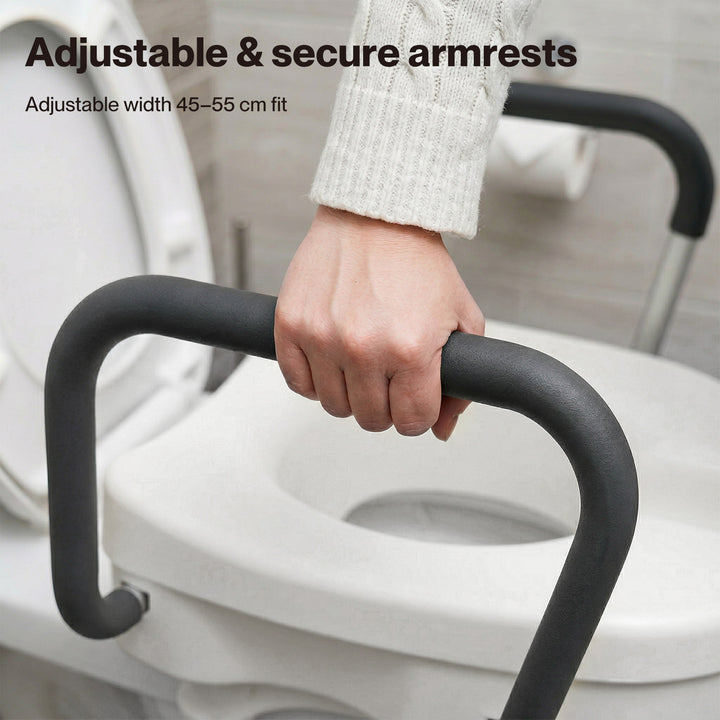 Raised Toilet Seat with Handles Adjustable Height Aid Seniors White