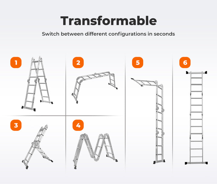 Traderight Multi Purpose Ladder Aluminium Folding Platform Extension Step 5.7m