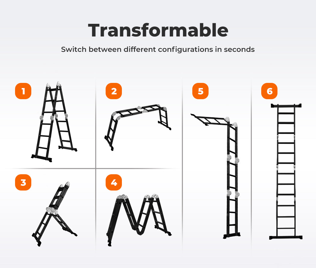 Traderight Multi Purpose Ladder Aluminium Folding Platform Extension Step