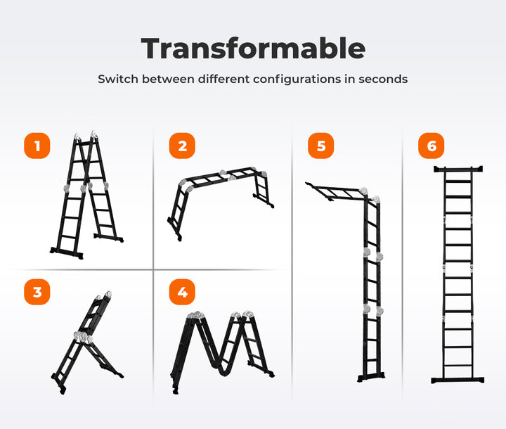 Traderight Multi Purpose Ladder Aluminium Folding Platform Extension Step