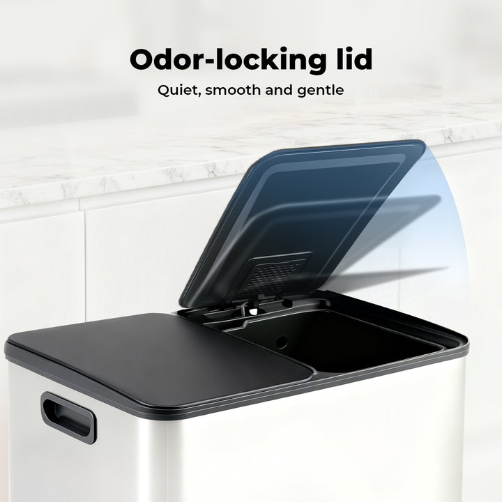 60L Pedal Bin Stainless Steel Kitchen Trash Waste Can Recycling Dustbin