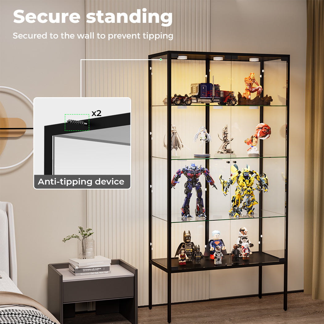 Tempered Glass LED Display Cabinet Steel Collections With RGB Light