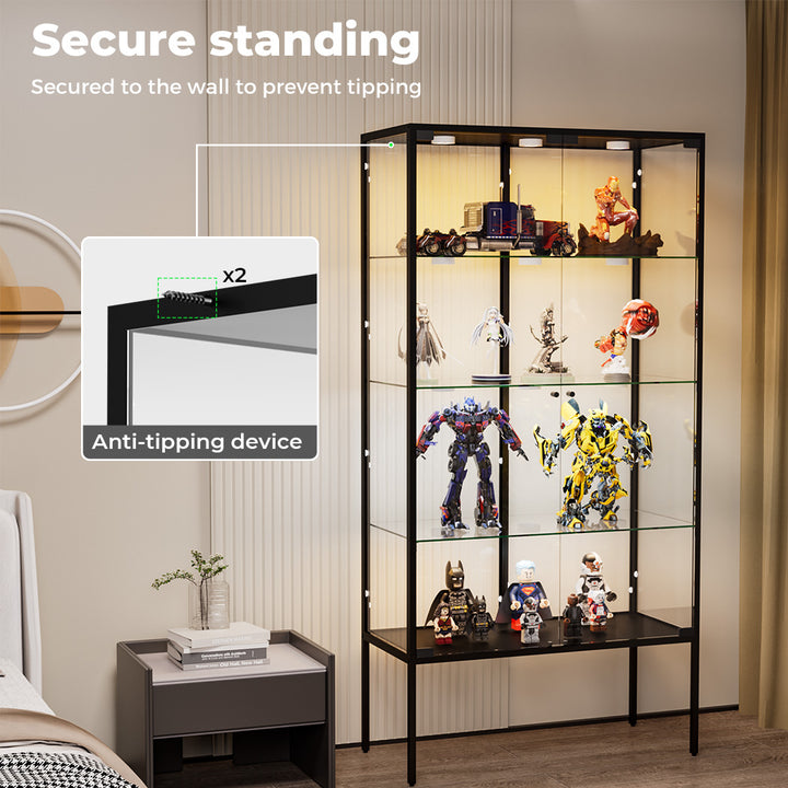 Tempered Glass LED Display Cabinet Steel Collections With RGB Light