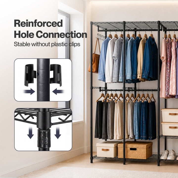 Heavy Duty Clothes Rack Organizer 500kg Carbon Steel Bedroom
