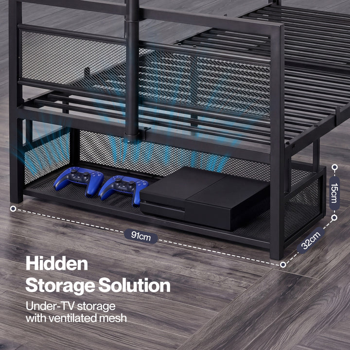 Levede Gaming Bed Frame Rotating TV Mount Storage Metal Single Bed 32in Bedroom
