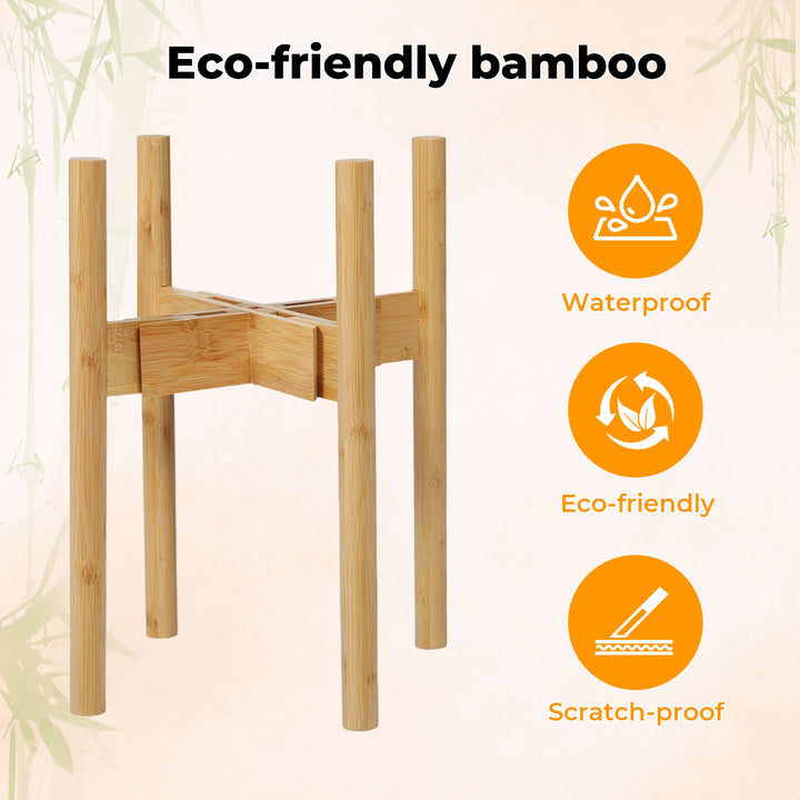 Bamboo Adjustable Plant Stand Indoor Outdoor Modern Display Stand Rack.