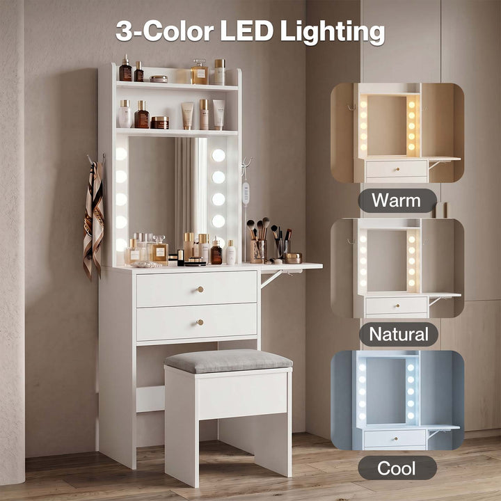 Levede Dressing Table Stool Dressing Vanity Desk Mirror LED Charging Station