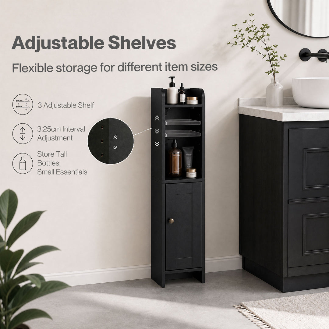 Levede Bathroom Cabinet Storage Slim Organiser Paper Holder Corner 78.5cm Black