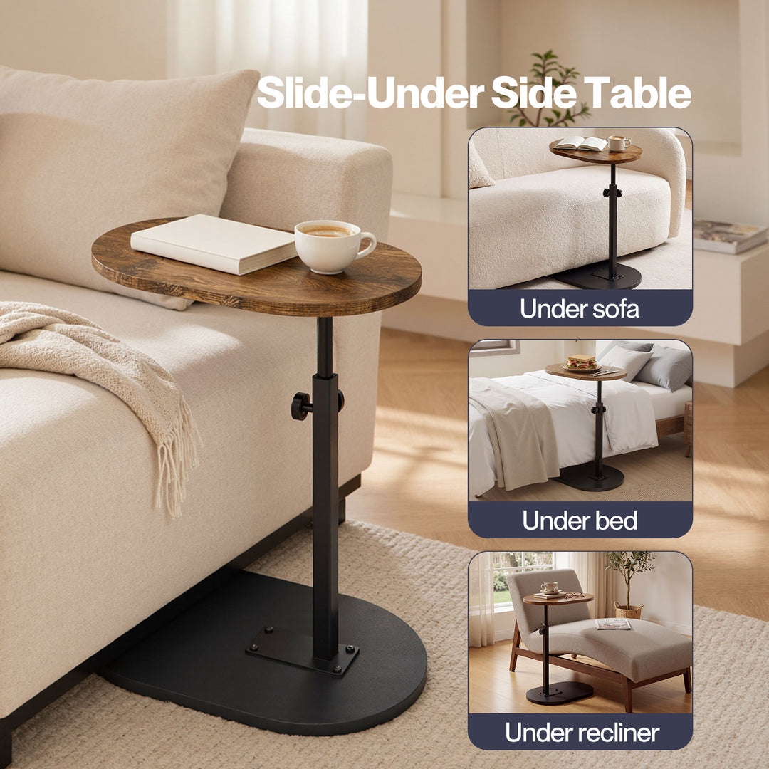 C Shaped Side Table Adjustable Height 360° Rotating Laptop Sofa End Table