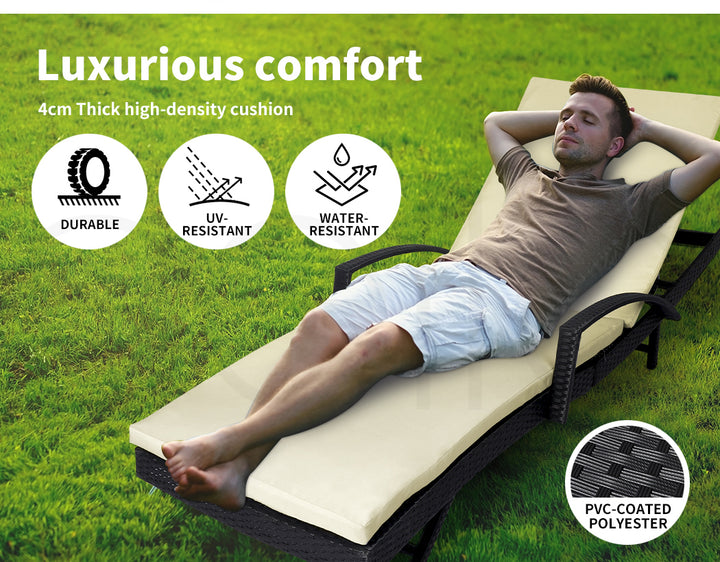 Levede Outdoor Sun Lounger Furniture Wicker Lounge - Levede