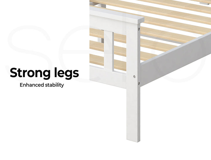 Levede White Wooden Bed Frame - Levede