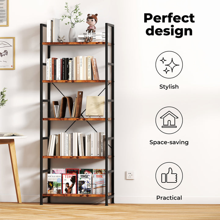 5 Tier Open Bookshelf Display Storage Unit