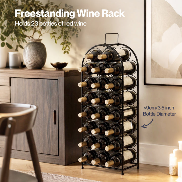 Levede 23 Bottle Wine Rack Kitchen Home Floor Storage Organiser Metal Black