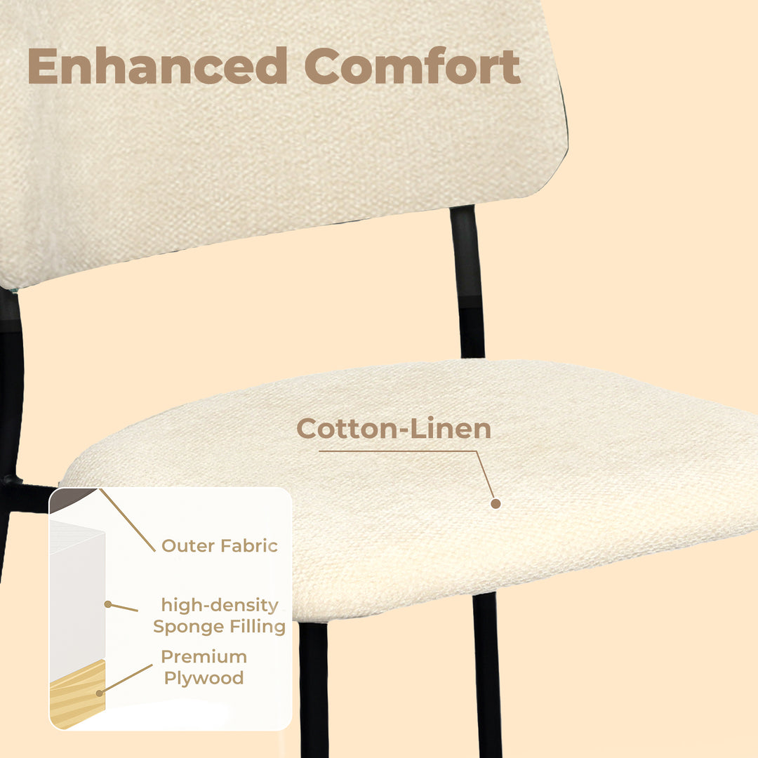 4x PU Backrest Dining Chairs Set Industrial Fabric Padded Seats