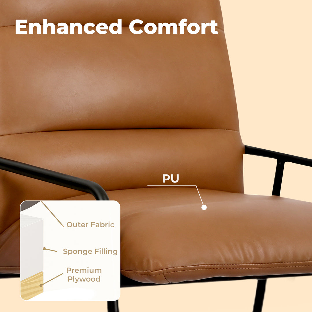 2x PU Dining Chair Metal Frame Modern Kitchen  Industrial Accent Chair