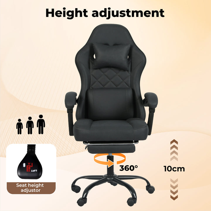 High Back Ergonomic Office Chair Reclining Computer Gaming Chair Grey