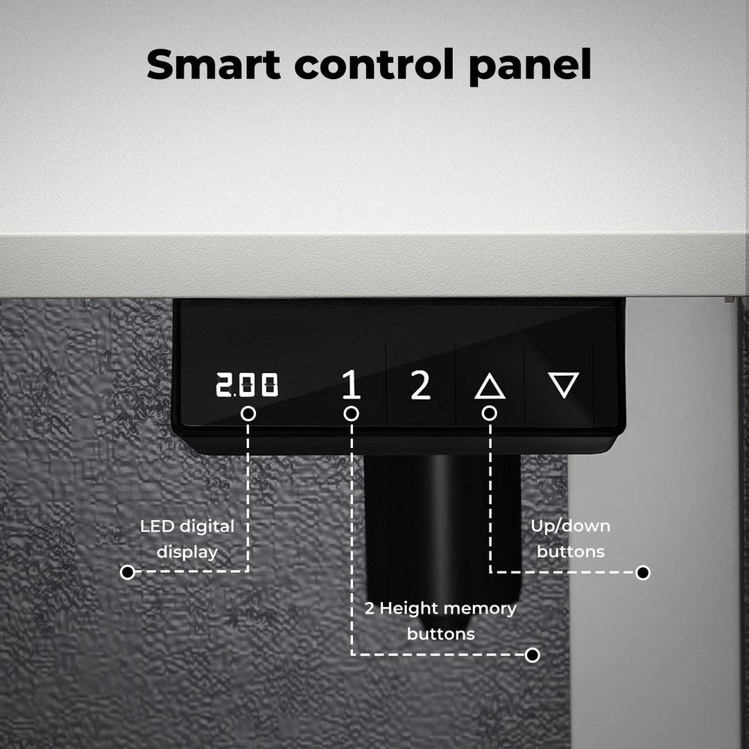 Electric Standing Desk Height Adjustable Gaming Desk Table 80cm White