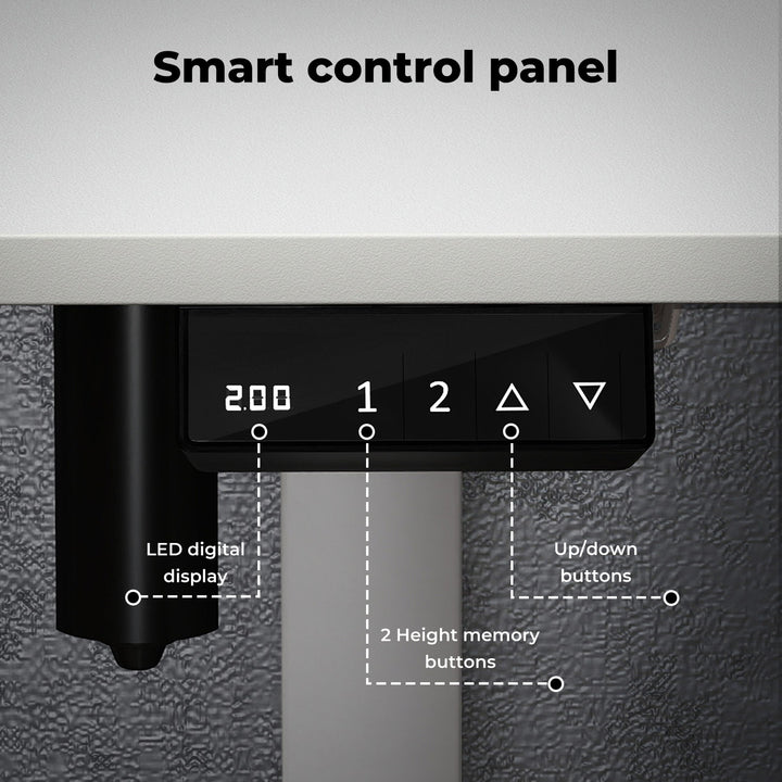 Electric Standing Desk Height Adjustable Gaming Desk Table 110cm White