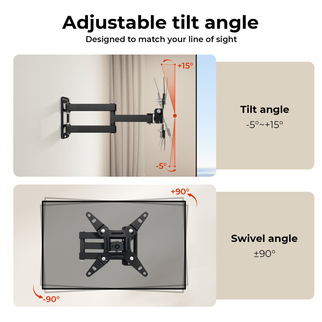Full Motion TV Wall Mount Bracket Swivel Tilt LED LCD Plasma 13-42 Inch.