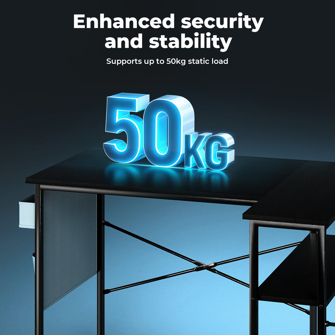 L-shaped Gaming Computer Desk Corner Table Office Home 2 Storage Shelves